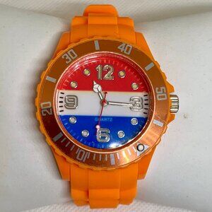 Netherlands country flag sports unisex wrist watch quartz analog 43mm running